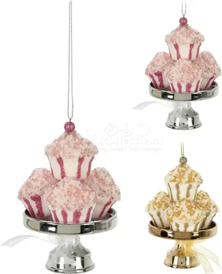 Kerstornament Cupcakes 12cm Assorti 1st