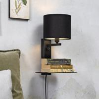 its about RoMi Wandlamp 'Florence' Met plank en USB, kleur Zwart - thumbnail