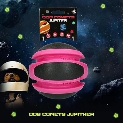 Dog Comets Jupiter - Ø14 cm - Hondenspeelgoed - Hondenbal - Stuiterend - TPR-Rubber - Roze/Zwart