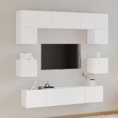 8-delige Tv-meubelset bewerkt hout wit