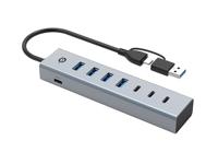 CONCEPTRONIC HUBBIES20G 7-Port USB 3.2 Gen 1 Hub, 5 Gbps, USB-C x 3, USB-A x 4 - thumbnail