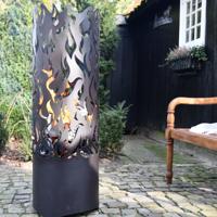 Esschert Design vuurton flames koolstofstaal zwart ff408 - thumbnail