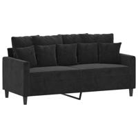 3-delige Loungeset met kussens fluweel zwart - thumbnail