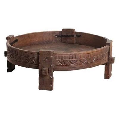 Raw Materials bruine bijzettafel 'Grinding bowl'