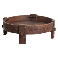 Raw Materials bruine bijzettafel 'Grinding bowl' - thumbnail