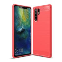 Geborsteld textuur Carbon Fiber schokbestendig TPU Case voor Huawei P30 Pro (rood) - thumbnail