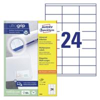 Avery Zweckform 3422, Universele etiketten, Ultragrip, wit, 100 vel, 24 per vel, 70 x 35 mm - thumbnail