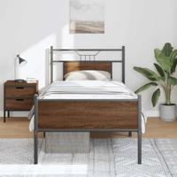 Bedframe zonder matras bewerkt hout bruin eikenkleur 90x190 cm - thumbnail