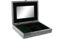 Doos-Juwelenkistje Home ESPRIT Groen Zilverkleurig Hout Aluminium 27,5 x 20 x 5,4 cm - thumbnail