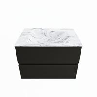 MONDIAZ VICA-DLUX 70cm badmeubel onderkast Urban 2 lades. Inbouw wastafel CLOUD midden 1 kraangat, kleur Glace. - thumbnail