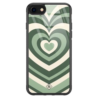 iPhone 8/7 glazen hardcase - Hart swirl groen iPhone 8/7 glazen hardcase - Hart swirl groen