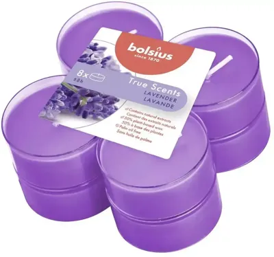 Bolsius Geurtheelicht 8 uur Lavender - 8 stuks