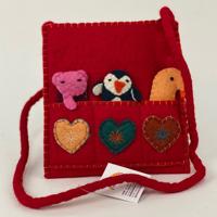 Vilten Schoudertas Kinderen met Vingerpoppen (Rood) - thumbnail