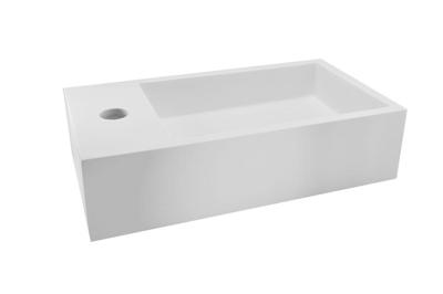 Fontein Wiesbaden Solid | 40x22x10 cm | Solid Surface | Links montage | 1 kraangat | Rechthoek | Wit mat