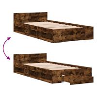 Bedframe met lade bewerkt hout gerookt eikenkleurig 90x200 cm - thumbnail