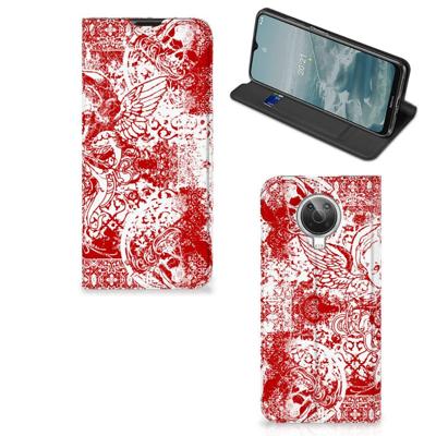 Mobiel BookCase Nokia G10 | G20 Angel Skull Rood Mobiel BookCase Nokia G10 | G20 Angel Skull Rood