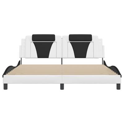 Bedframe met hoofdbord kunstleer wit en zwart 180x200 cm