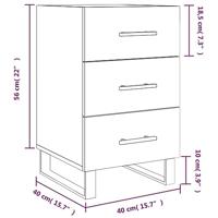 Nachtkastje 40x40x66 cm bewerkt hout gerookt eikenkleurig - thumbnail