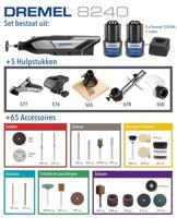 Dremel 8240-5/65 F0138240JK Multifunctioneel gereedschap Incl. accu, Incl. lader, Incl. koffer, Incl. accessoires 12 V 2.0 Ah Aantal meegeleverde accus: 1 - thumbnail