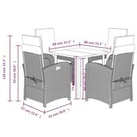 5-delige Tuinset met kussens poly rattan beige - thumbnail