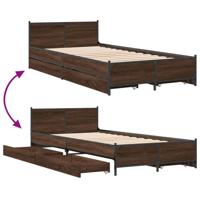 Bedframe met lades bewerkt hout bruin eikenkleur 75x190 cm - thumbnail
