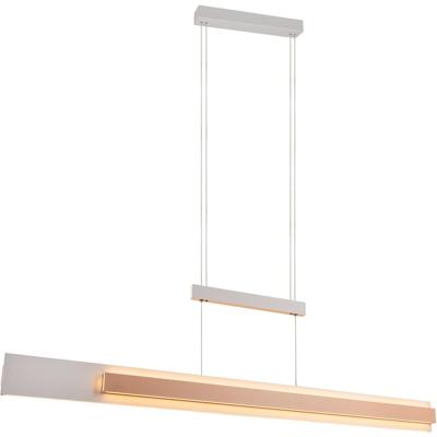 LED Hanglamp - Musterring Rivera - 1 Lichtpunt van 48 Watt - Dimbaar - Aanpasbare Lichtkleur - Hoogte Aanpasbaar - Afstandsbediening - Uitschuifbaar - Warm Grijs - Metaal