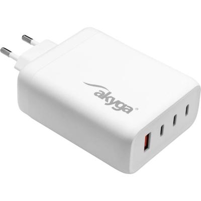 Akyga AK-CH-24 USB-oplader 140 W 3x USB-C, 1x USB-A Quick Charge 3.0, USB PD 3.0 Wit Binnen Akyga AK-CH-24 USB-oplader 140 W 3x USB-C, 1x USB-A Quick Charge 3.0, USB PD 3.0 Wit Binnen