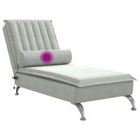 Massage chaise longue met bolster fluweel lichtgrijs - thumbnail