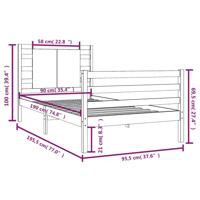Bedframe zonder matras massief grenenhout 90x200 cm - thumbnail