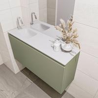 MONDIAZ OLAN 100cm toiletmeubel army. LEX wastafel talc links 1 kraangat - thumbnail