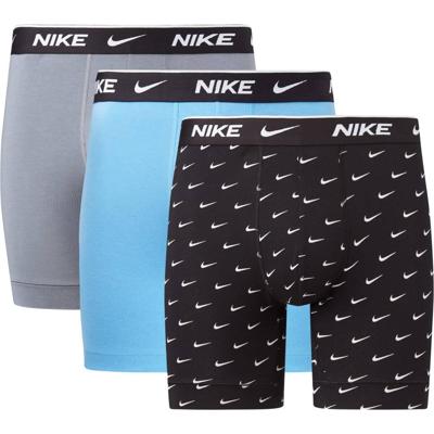 Nike Everyday Cotton Boxershort Brief 3-Pack Blauw Grijs Zwart Nike Everyday Cotton Boxershort Brief 3-Pack Blauw Grijs Zwart