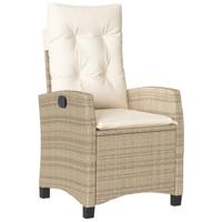 Tuinstoelen 2 st verstelbaar met kussens poly rattan beige - thumbnail