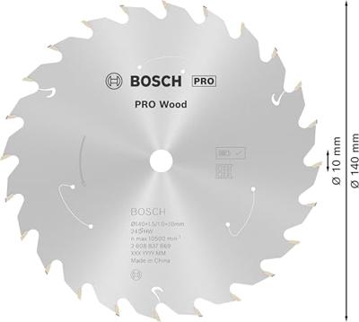 Bosch Accessories Bosch Power Tools 2608837669 Hardmetaal-cirkelzaagblad 140 x 10 mm Aantal tanden: 24 1 stuk(s)