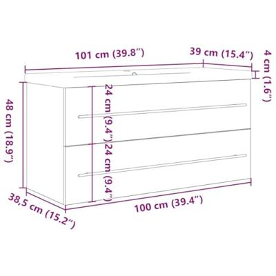 2-delige Badkamermeubelset bewerkt hout sonoma eikenkleurig