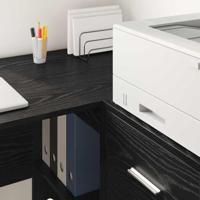 Bureau met plank Zwart eiken 102 x 50 x 75 cm Bewerkt hout - thumbnail