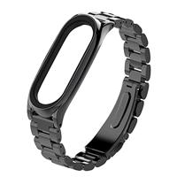 By Qubix - Metalen schakelarmband voor Compatible met Xiaomi Mi Band 3/4/5/6 / 7 - Zwart - Compatible Xiaomi bandje - thumbnail