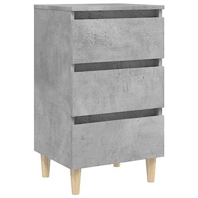 Nachtkastjes 2 st met houten poten 40x35x69 cm betongrijs