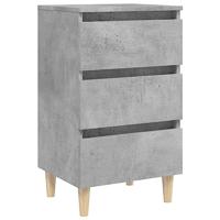 Nachtkastjes 2 st met houten poten 40x35x69 cm betongrijs - thumbnail