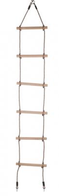 SwingKing touwladder met oogringen en 6 houten treden