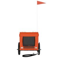 Hondenfietstrailer oxford stof en ijzer oranje en zwart - thumbnail