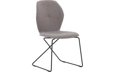 Goossens Excellent Eetkamerstoel Manzini grijs stof leuning, modern design