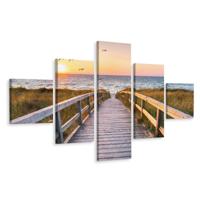 Schilderij - Prachtig pad naar de Noordzee, Premium Print , multikleur , 5 luik - thumbnail