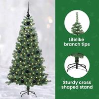 VidaXL Kerstboom met 150 led met standaard groen 120 cm pvc - thumbnail