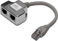 Digitus RJ45 Netwerk Adapter CAT 5, CAT 5e [1x RJ45-stekker - 2x RJ45-bus] 0.19 m Grijs - thumbnail