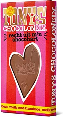 Tony's Chocolonely reep liefde melk roos framboos (15x180 gr)