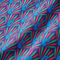 Kinderrok pauwenprint 140 marineblauw - thumbnail