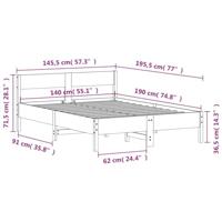 Bedframe met hoofdbord massief grenenhout wasbruin 140x190 cm - thumbnail