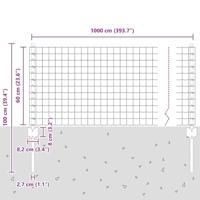 VidaXL Hek met paal zilver 0,6 x 10 m staal - thumbnail