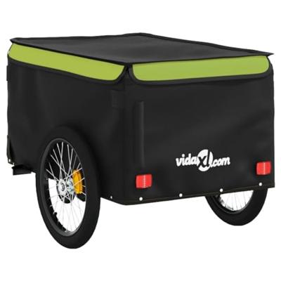 VidaXL Fietstrailer 30 kg ijzer zwart en groen - thumbnail