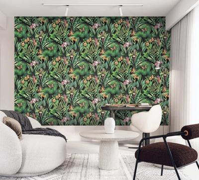 Dutch Tahiti - Fiori zwart/groen/roze - 13334